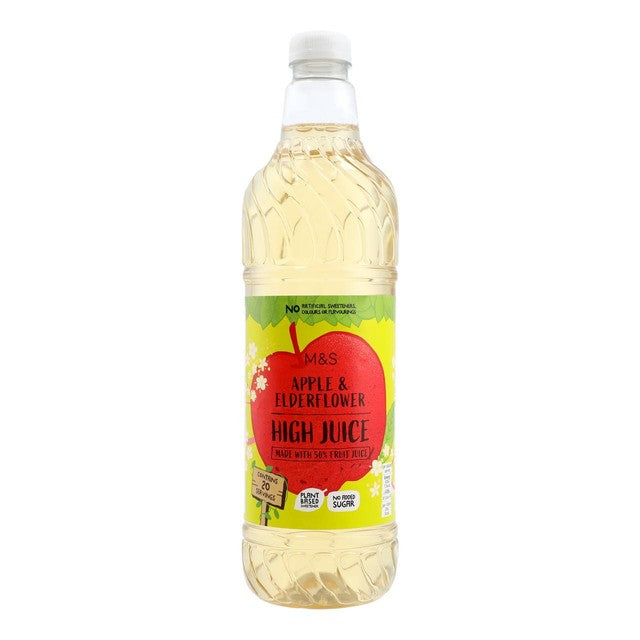 M&S Apple Elderflower Squash No Added Sugar 1L, imported from the UK