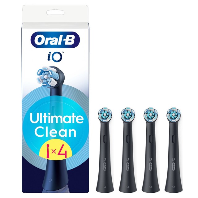 Oral-B Ultimate Clean Black toothbrush heads 4-pack, imported from the UK