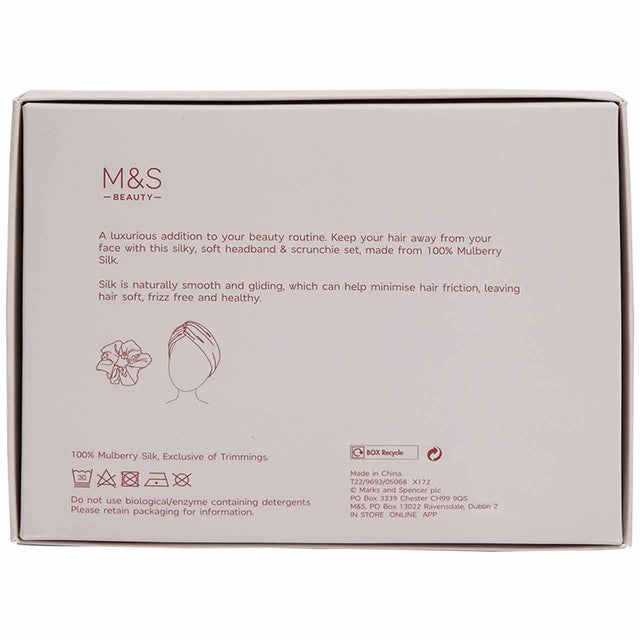 M&S Silk Headband and Scrunchie Set Pink, imported from the UK