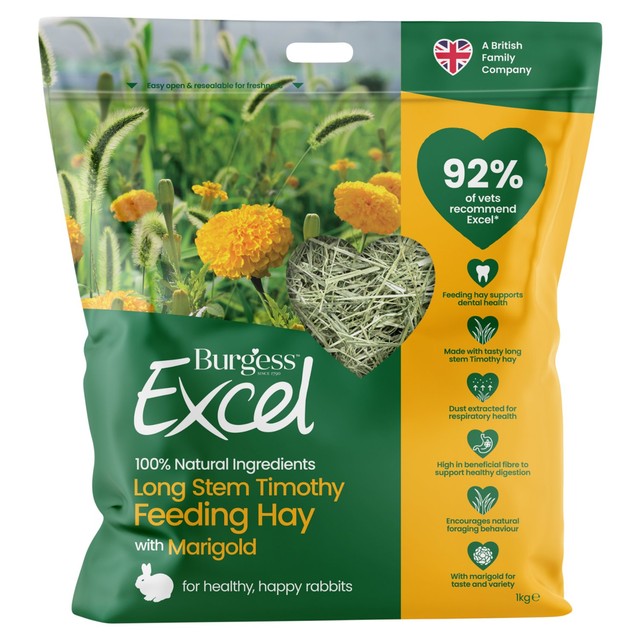 Burgess Excel long stem feeding hay with marigold (British brand)
