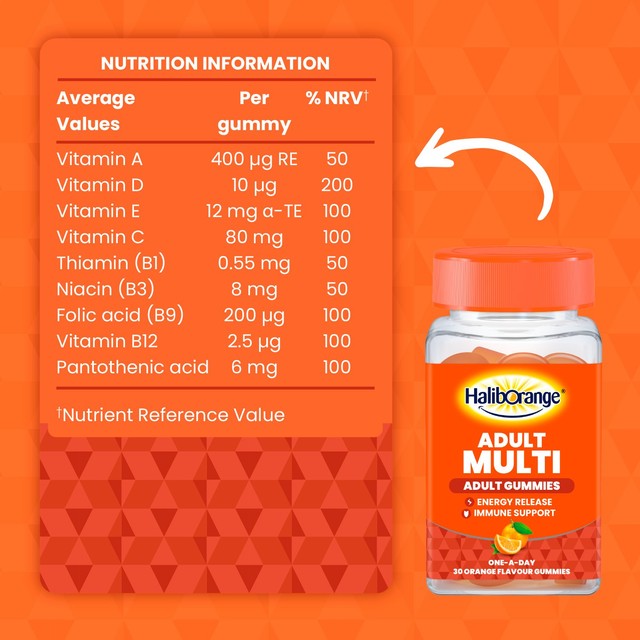 Haliborange adult multivitamin orange gummies 30 gummies, UK version