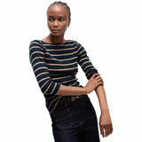 M&S women's striped cotton top dark navy mix size 14, imported from the UK