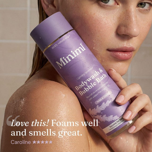 Miniml body wash and bubble bath calming lavender - British product
