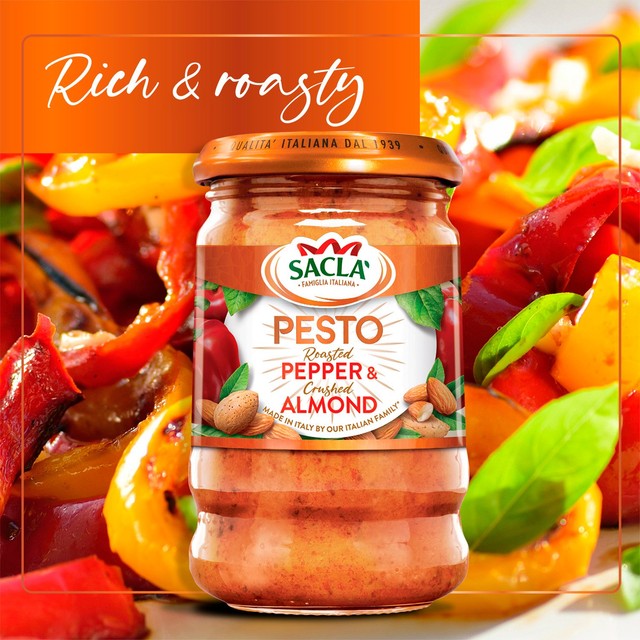 Sacla roasted pepper and crushed almond pesto 190g (British brand)