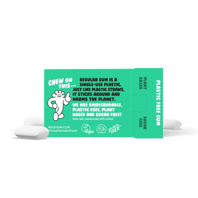 NUUD spearmint chewing gum 18g, imported from the UK