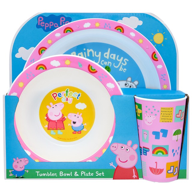 Peppa Pig Perfect Day 3 piece kids tableware set, imported from the UK
