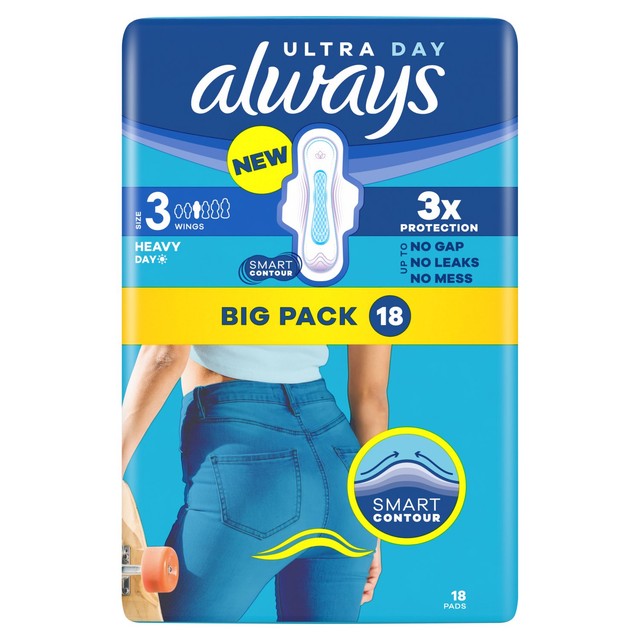Always Ultra Sanitary Towels Size 3 Wings 18 Pack - British product