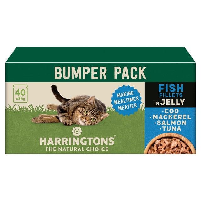 Harringtons wet cat food fish in jelly 40 x 85g pouches, UK version