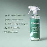 Miniml mint window and glass cleaner spray 750ml, imported from the UK