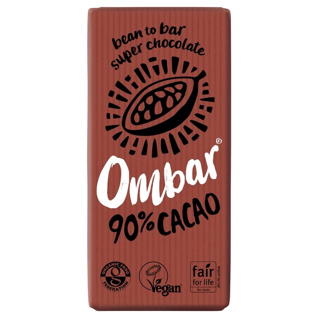 Ombar 90% Cacao dark chocolate bar 70g, imported from the UK