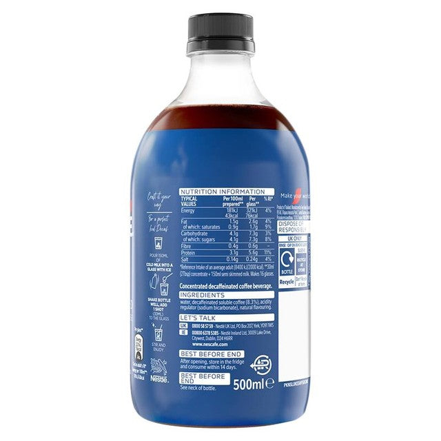 Nescafe Espresso decaf iced coffee concentrate 500ml, imported from the UK