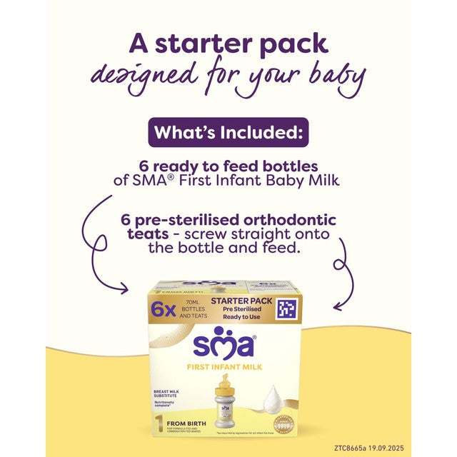SMA First Infant Milk From Birth Starter Pack 6 x 70ml (British brand)
