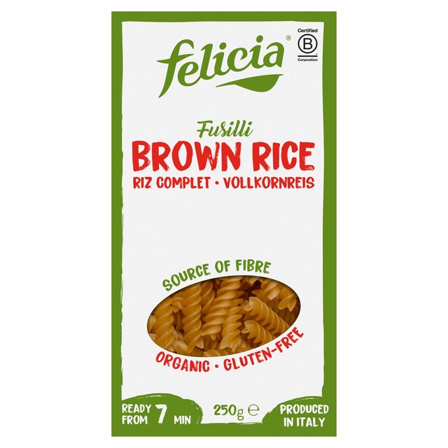 Felicia organic brown rice fusilli pasta 250g - British product