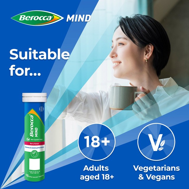 Berocca Mind Berry effervescent tablets 15 tablets - British product