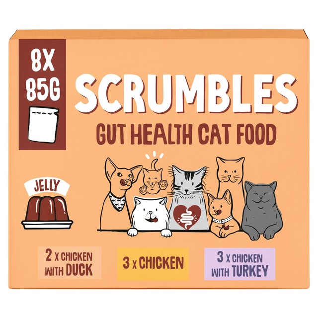 Scrumbles Wet Cat Jelly Pouch Meat Selection 8 x 85g (British brand)