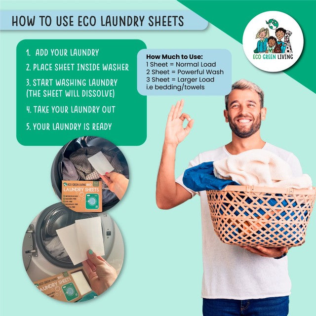 Eco Green Living non-bio laundry sheets un-scented - British product
