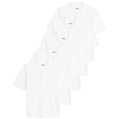 M&S Unisex Children's Polo Shirt White 3-4 Years