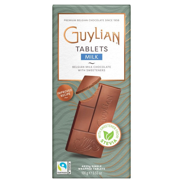 Guylian milk chocolate bar 100g box no added sugar, UK version