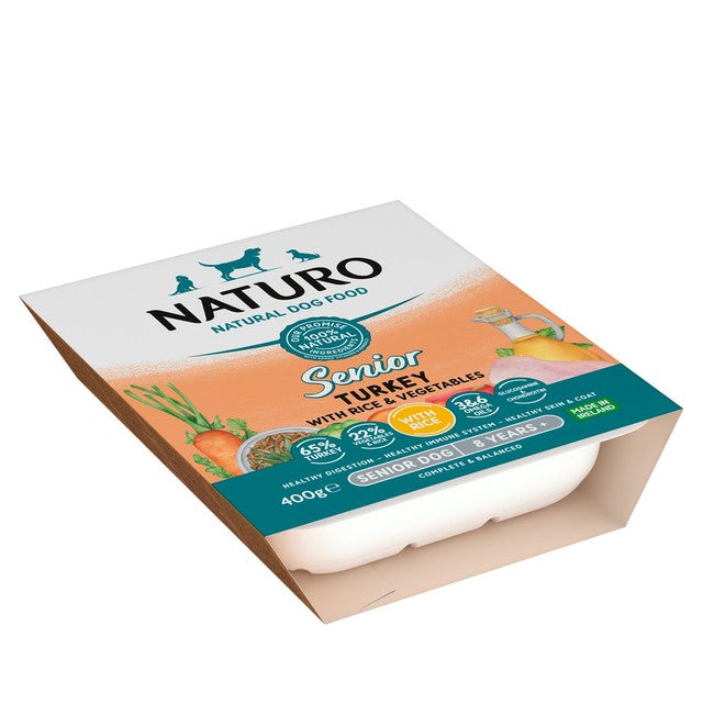 Naturo senior turkey with rice wet dog food 400g, imported from the UK