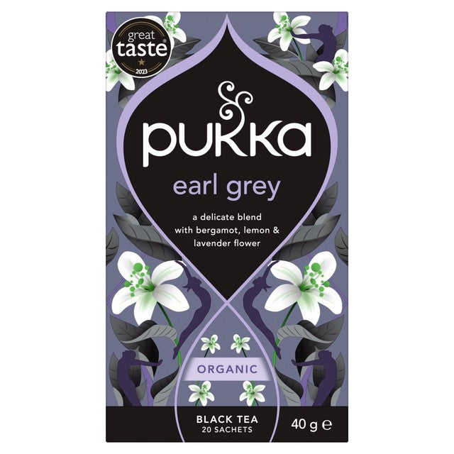 Pukka Herbs Earl Grey tea bags 20 pack, imported from the UK