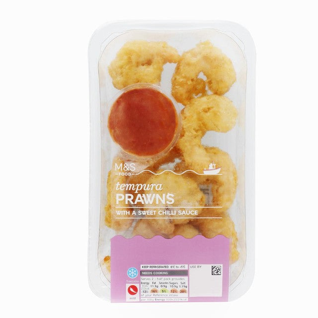 M&S tempura prawns with sweet chilli sauce 210g, imported from the UK