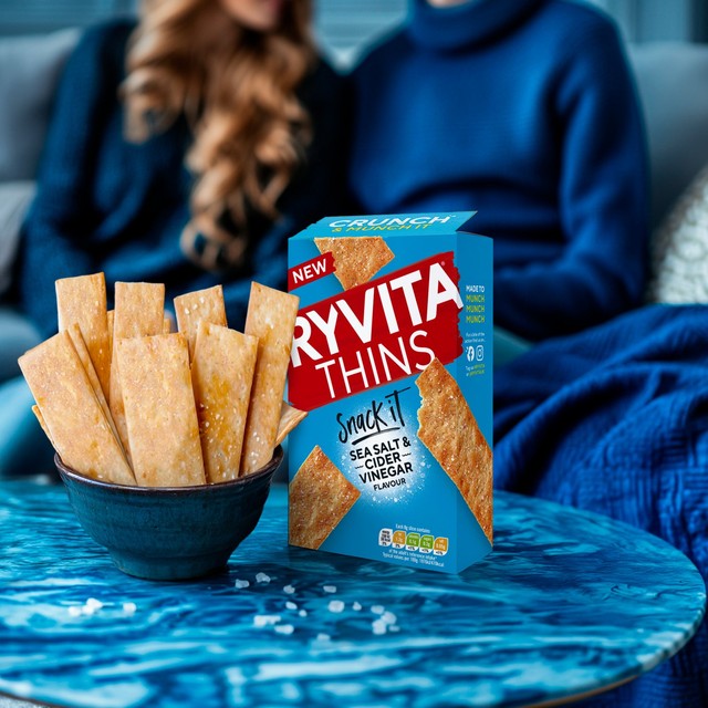 Ryvita sea salt cider vinegar flatbread 125g, imported from the UK