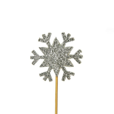Sølv glitter snøfnugg jule cupcake pynt