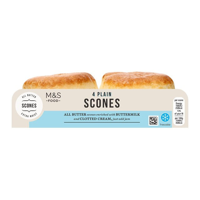 M&S Plain Scones 4 pack, imported from the UK
