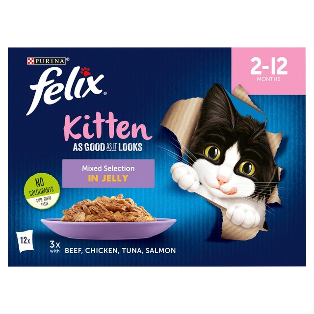 Felix kitten jelly wet cat food 12x85g pouches - British product