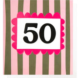 Caroline Gardner khaki pink 50th birthday card 146x140mm - British product