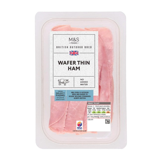 M&S wafer thin ham 125g, imported from the UK
