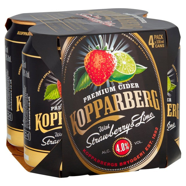Kopparberg strawberry and lime fruit cider 4 x 330ml cans, UK version