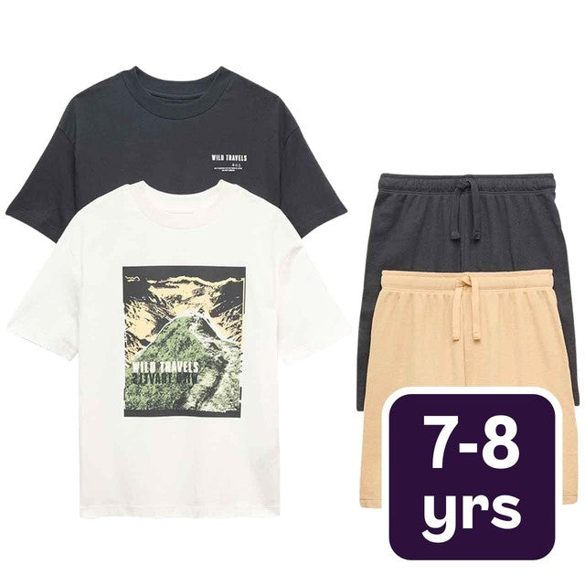 M&S Outdoor Travel Shortie Pyjamas 2-Pack 7-8 Years, imported from the UK