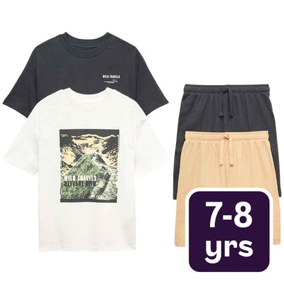 M&S Outdoor Travel Shortie Pysjamassett 2-pakning 7-8 år Svart