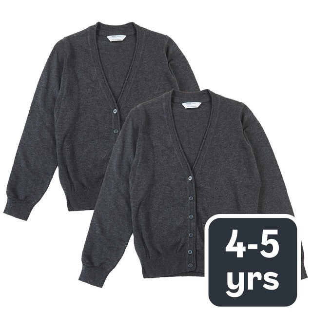 M&S Girls Cotton Cardigan Grey 4-5 Years, imported from the UK