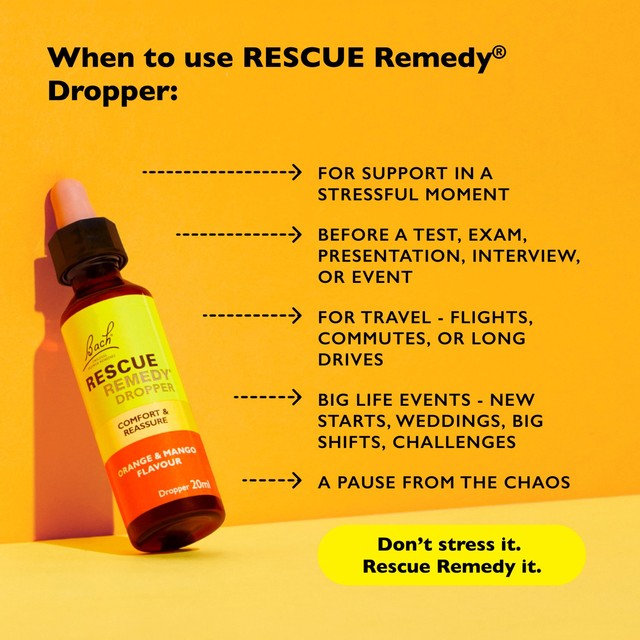 Nelsons Rescue Orange & Mango Dropper flower remedy, imported from the UK