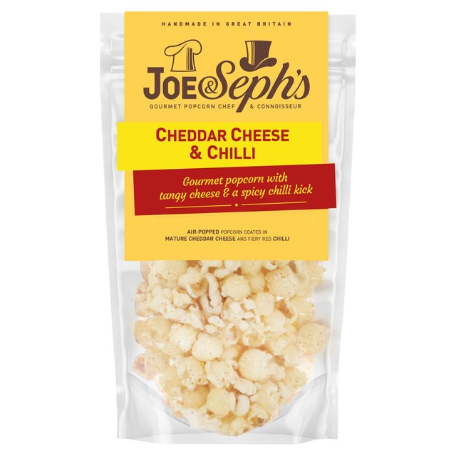 Joe & Seph's cheddar cheese and chilli popcorn 65g, UK version