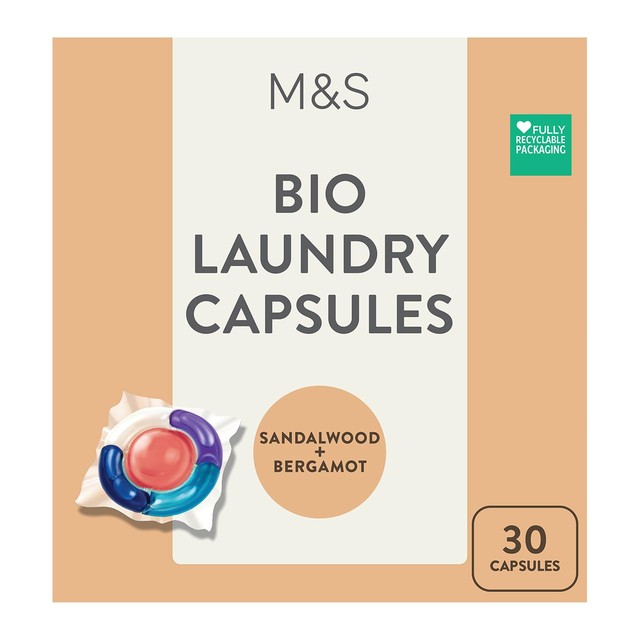 M&S Bio Laundry Capsules 30 Pack, imported from the UK