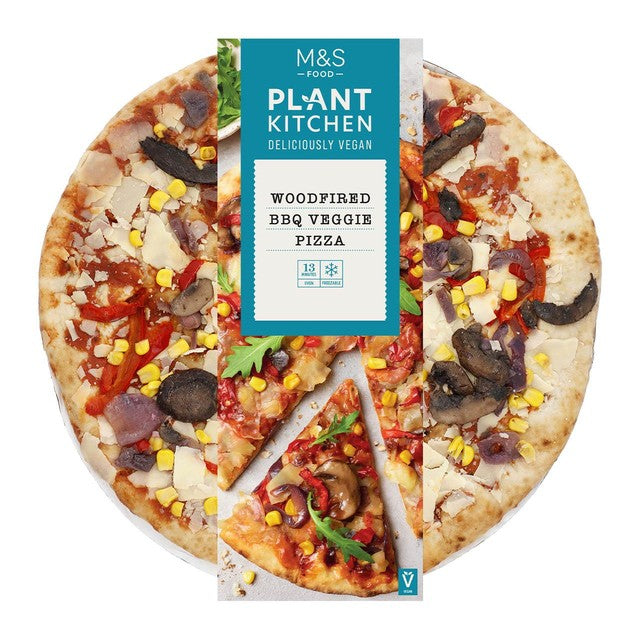 M&S Vegan Woodfired BBQ Veggie Pizza 448g, imported from the UK