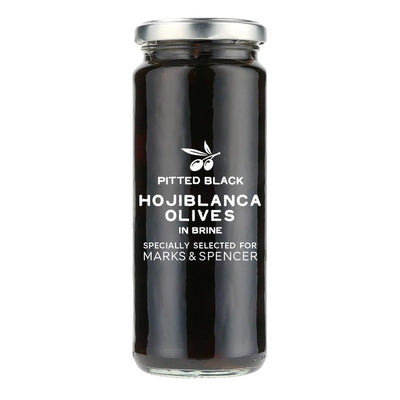 M&S M&S schwarze Hojiblanca-Oliven mit Kernen in Salzlake, 340g – online kaufen bei McGrocer