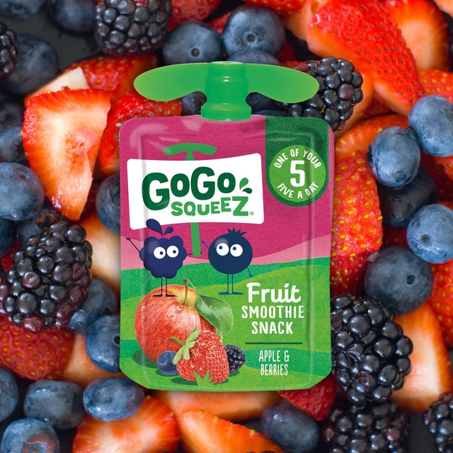 GoGo squeeZ fruit smoothie snack apple berries 90g pouches - British product