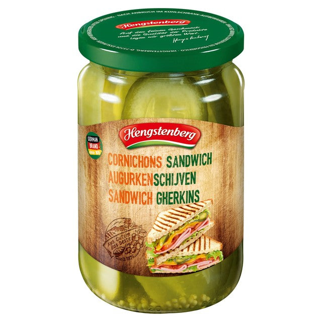 Hengstenberg Sandwich Gherkins Sliced 330g, UK version
