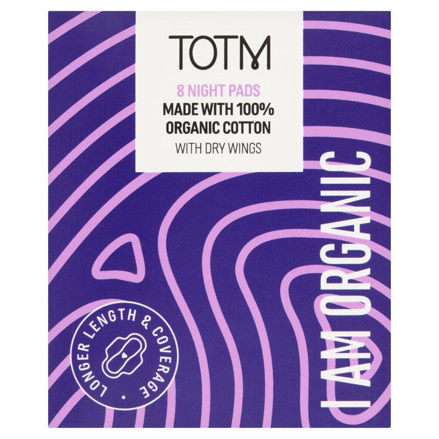 TOTM Organic Cotton Night Pads 8 Pack (British brand)