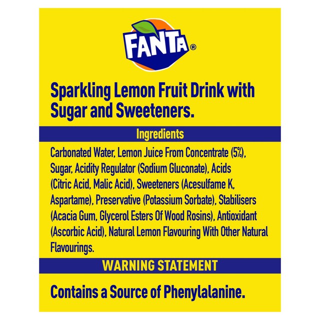 Fanta Lemon soft drink 8 x 330ml - British product