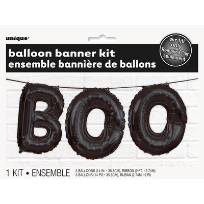 Unique Party Boo Schwarzes Halloween-Folienballon-Banner-Set