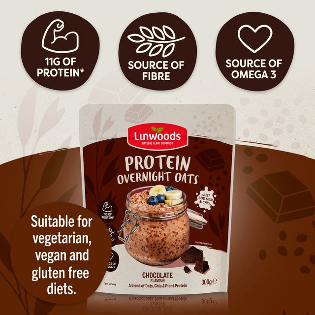 Linwoods overnight oats chocolate protein 300g, UK version