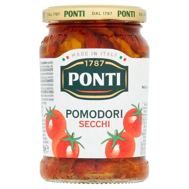 Ponti dried tomatoes in sunflower oil 280g jar, imported from the UK