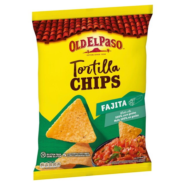 Old El Paso Fajita tortilla chips 185g, imported from the UK