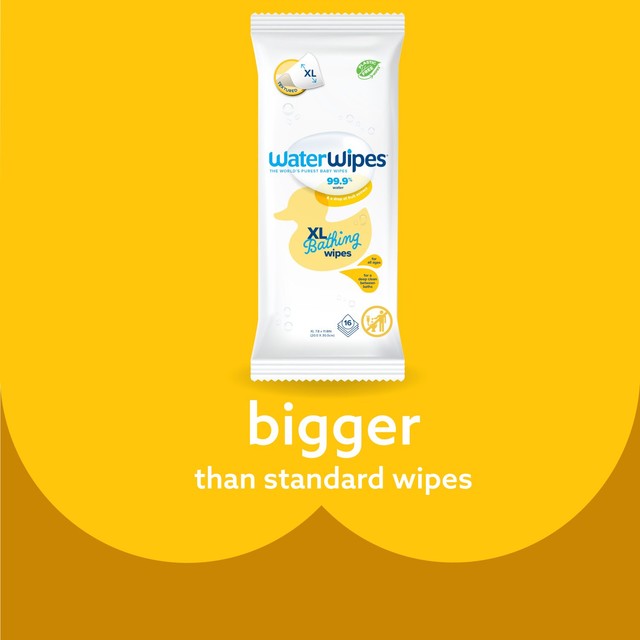 WaterWipes Sensitive+ Bathing Extra Large Baby Wipes 16 Pack (British brand)