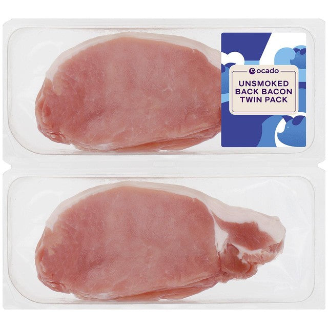 Ocado unsmoked back bacon 720g twin pack, imported from the UK